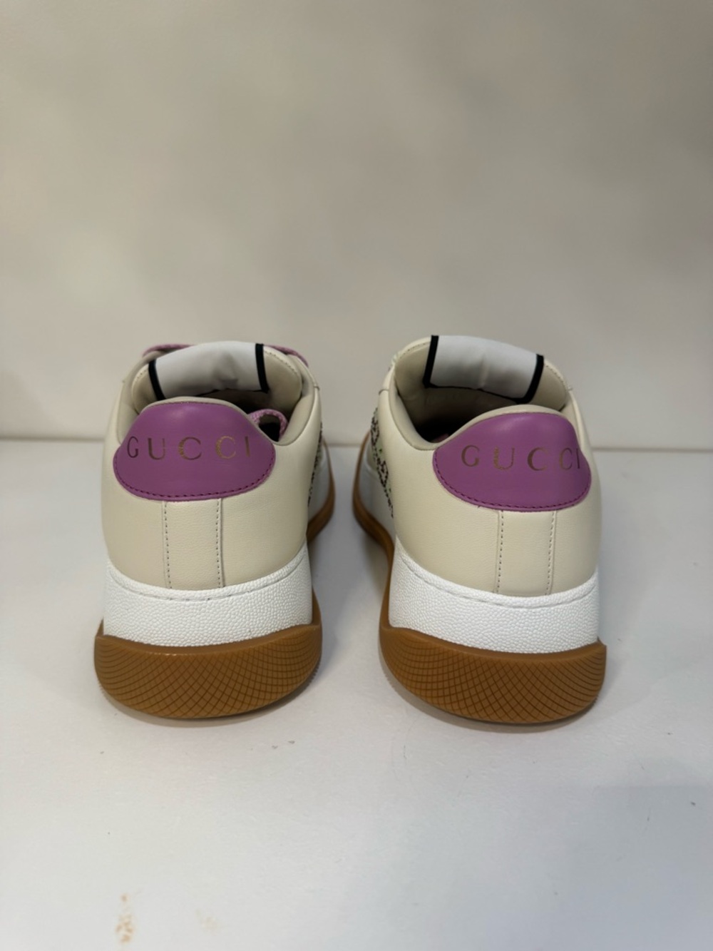 Gucci Cream, Lilac & Light Green Platform Sneakers - Picture 7 of 9